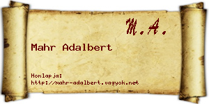 Mahr Adalbert névjegykártya